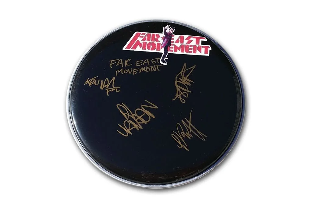 Far East Movement — Far East Movement EDM authentic signed Drumhead W/Cert Autographed 210DHa