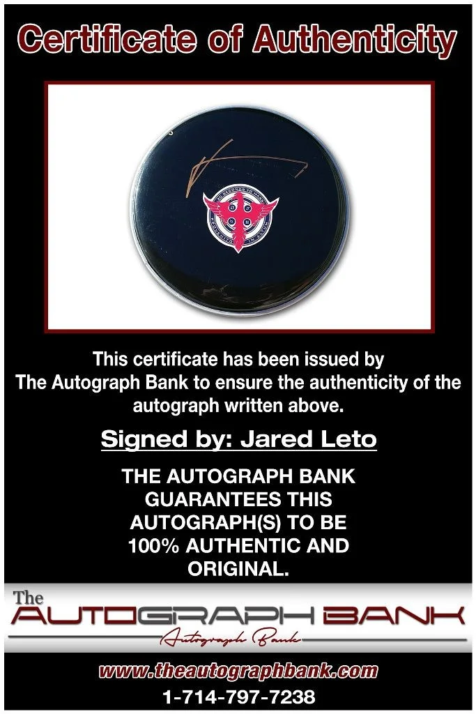 Jared Leto — Jared Leto Thirty Seconds to Mars authentic signed Drumhead |CERT 210DHa, image 2