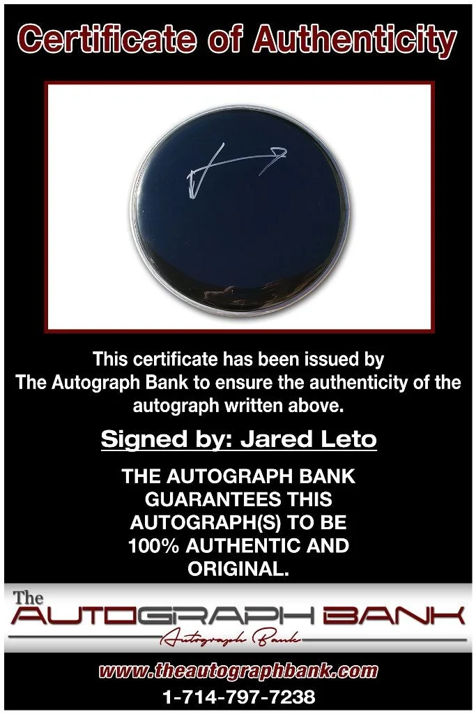 Jared Leto — Jared Leto Thirty Seconds to Mars authentic signed Drumhead |CERT 210DHe, image 2