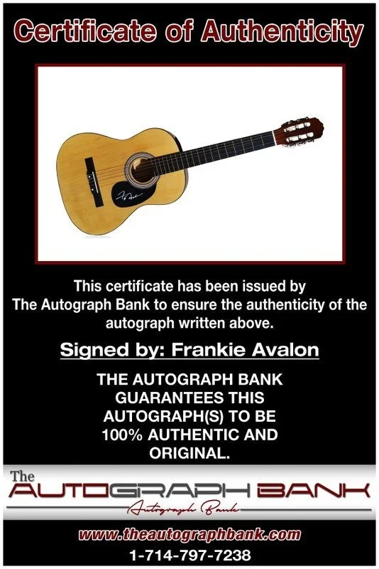 Frankie Avalon — Frankie Avalon authentic signed acoustic guitar W/ Certificate Autographed (A), image 2