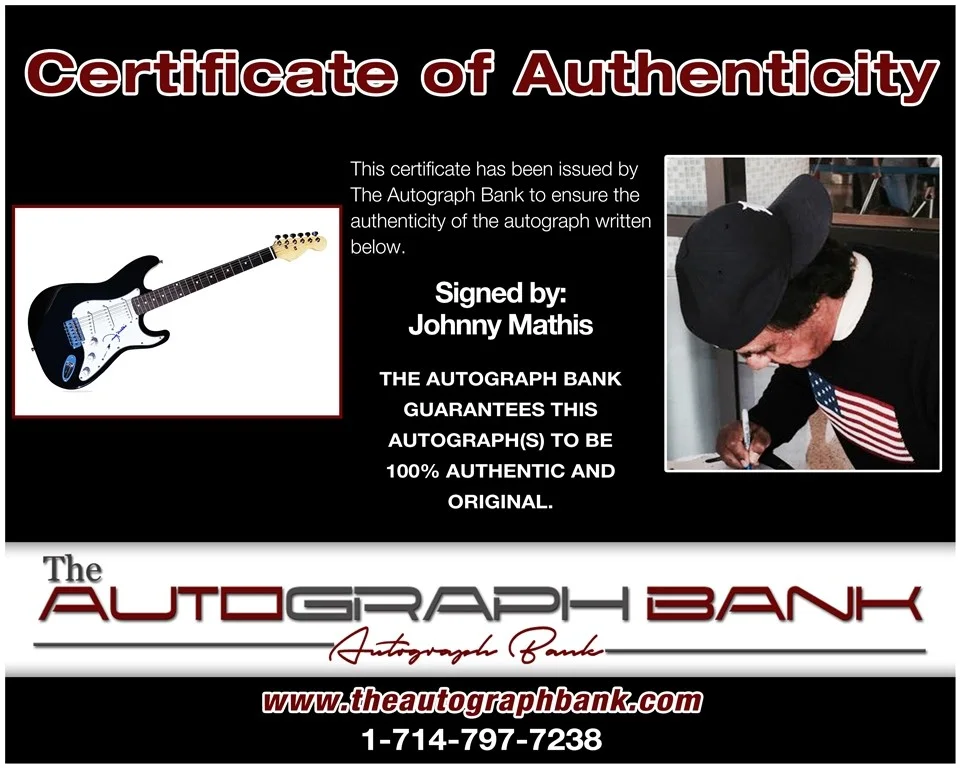 Johnny Mathis — Johnny Mathis authentic signed electric guitar W/ Certificate Autographed (BG1), image 2