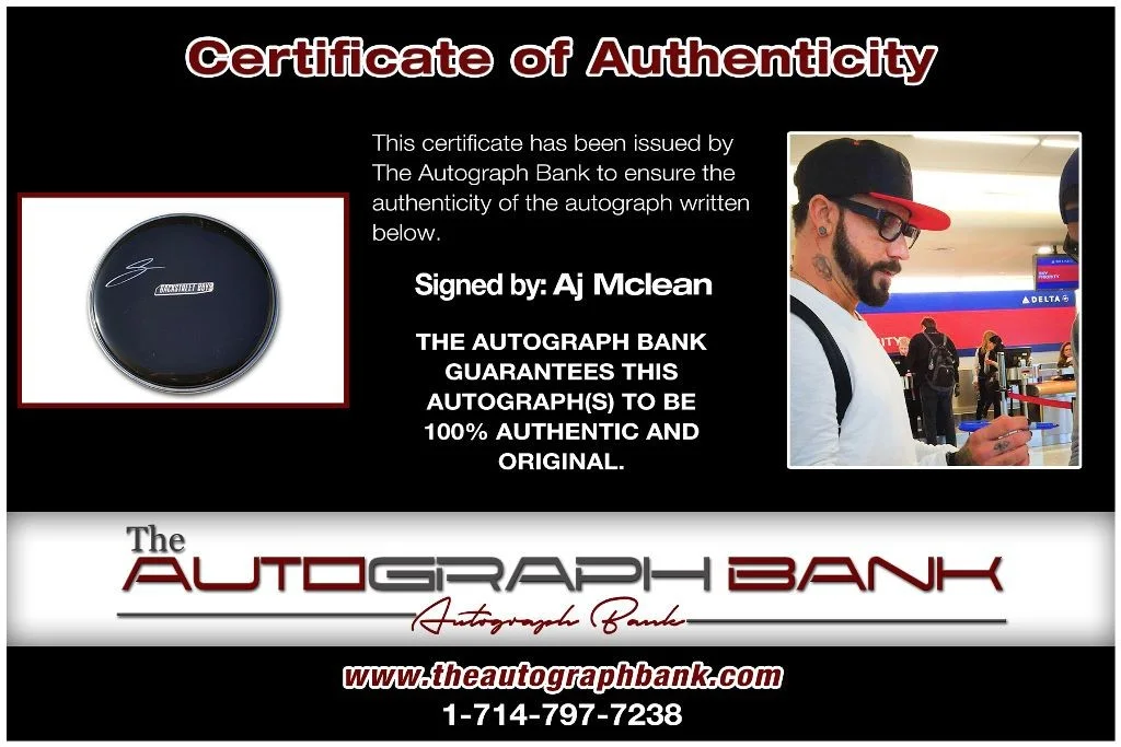 Aj Mclean — Aj Mclean Backstreet Boys authentic signed Drumhead W/Cert Autographed 223DHb, image 2
