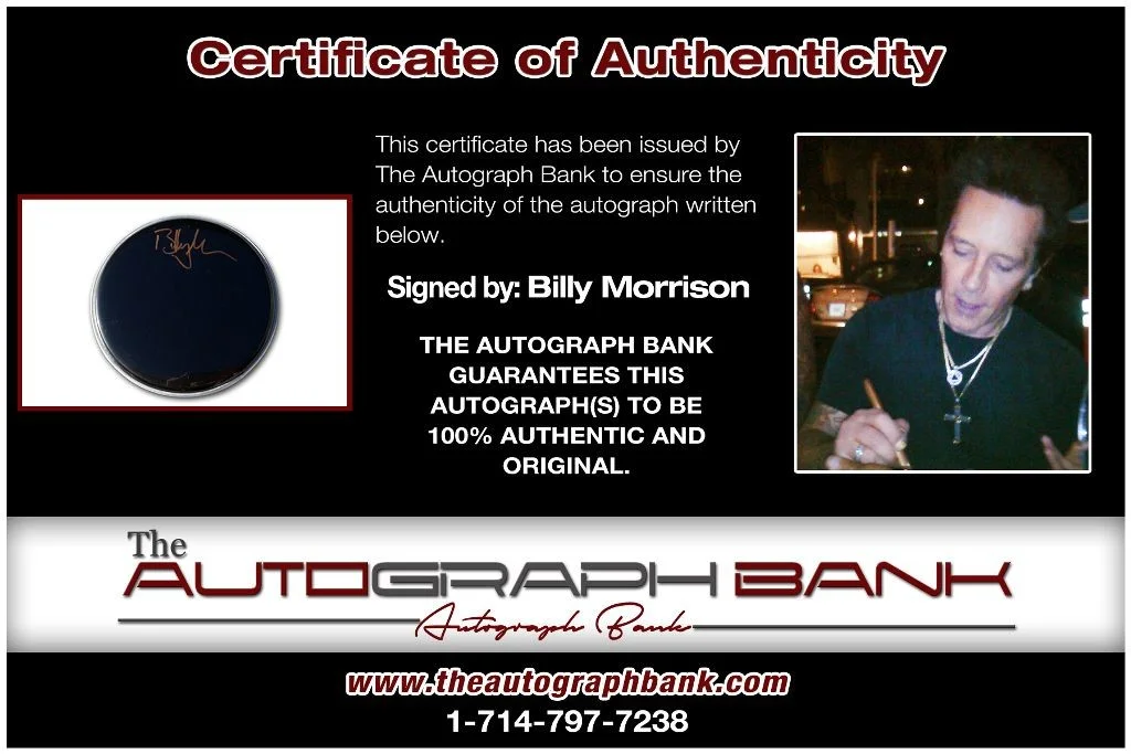 Billy Morrison — Billy Morrison The Cult authentic signed Drumhead W/Cert Autographed 210DHb, image 2