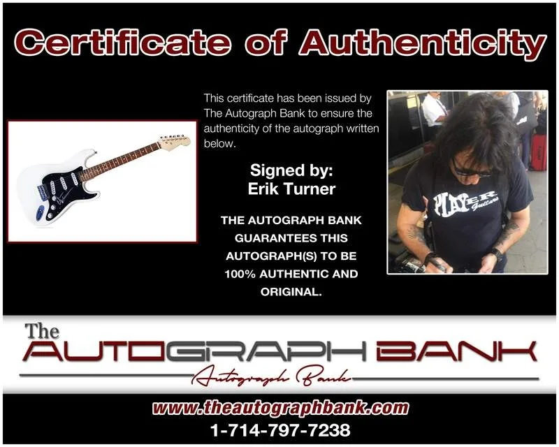 Warrant Erik — Warrant Erik Turner authentic signed rock electric guitar |CERT Autographed A001, изображение 2