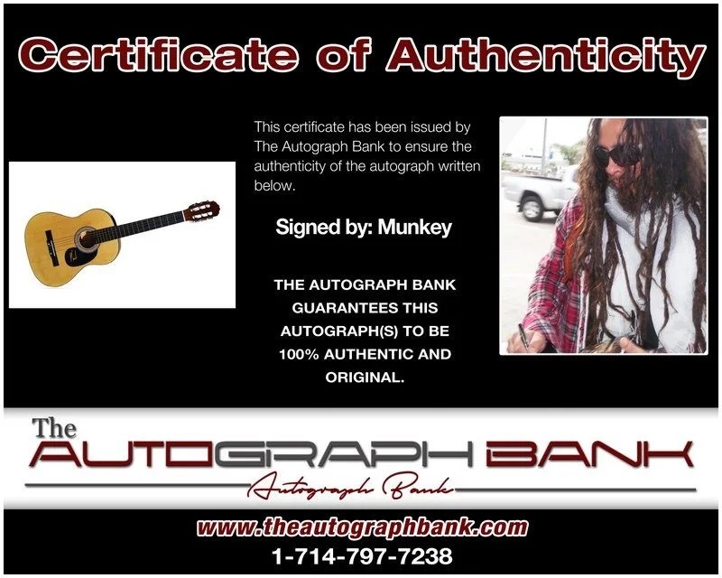 Munky — Munky Korn authentic signed acoustic guitar W/ Certificate Autographed (A), image 2