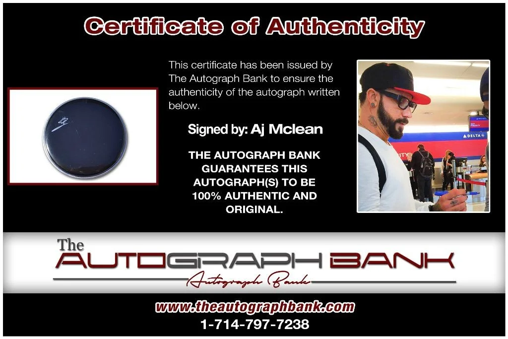 Aj Mclean — Aj Mclean Backstreet Boys authentic signed Drumhead W/Cert Autographed 223DHc, image 2