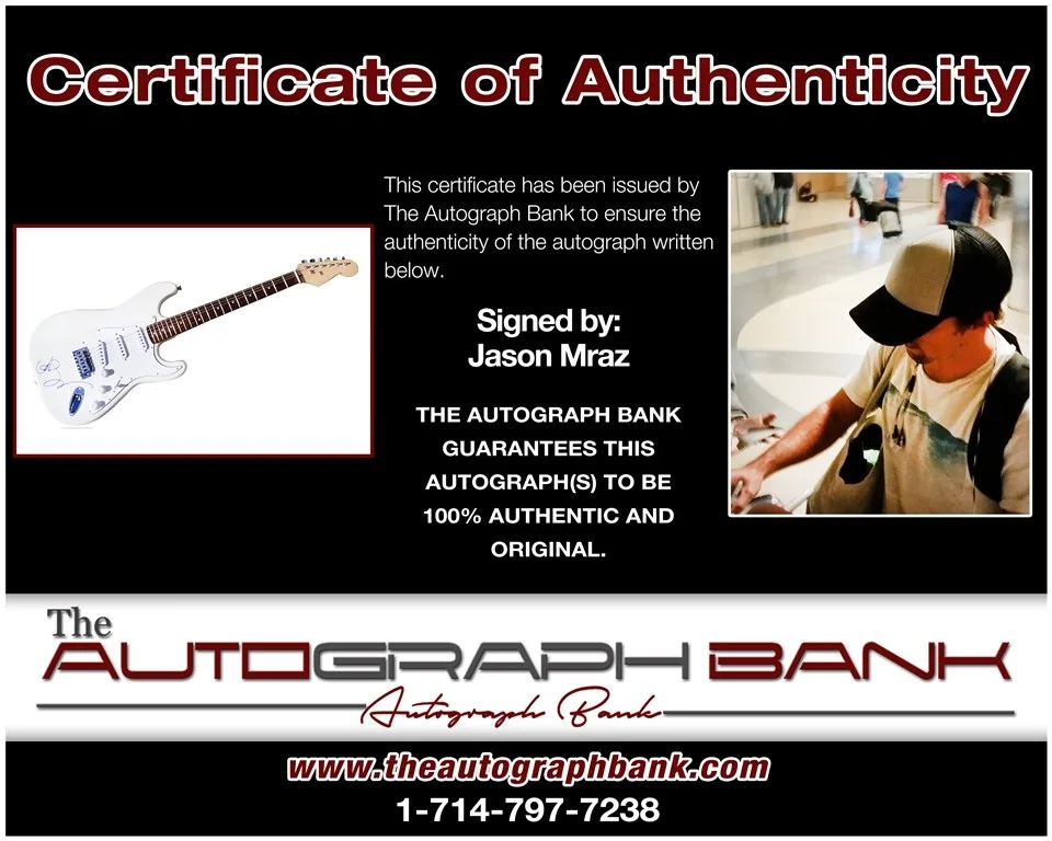 Jason Mraz — Jason Mraz authentic signed electric guitar W/ Certificate Autographed (E1), image 2