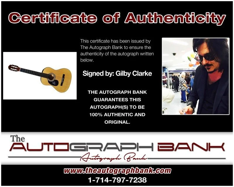 Gilby Clarke — Gilby Clarke authentic signed acoustic guitar W/ Certificate Autographed (A), image 2