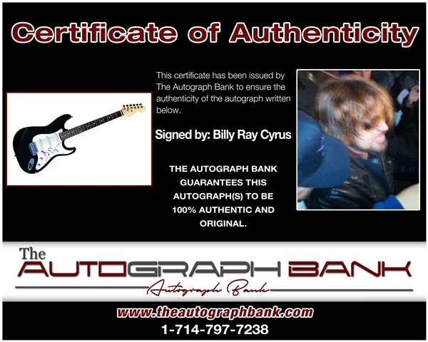 Billy Ray Cyrus — Billy Ray Cyrus authentic signed electric guitar W/Certificate Autographed 126a1, image 2