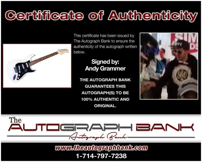 Andy Grammer — Andy Grammer authentic signed rock electric guitar W/Cert Autographed A0001, image 2