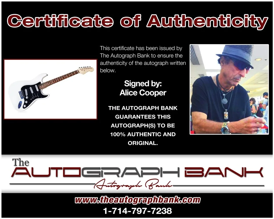 Alice Cooper — Alice Cooper Hollywood Vampires signed guitar w/Certificate Autograph W223a, изображение 2
