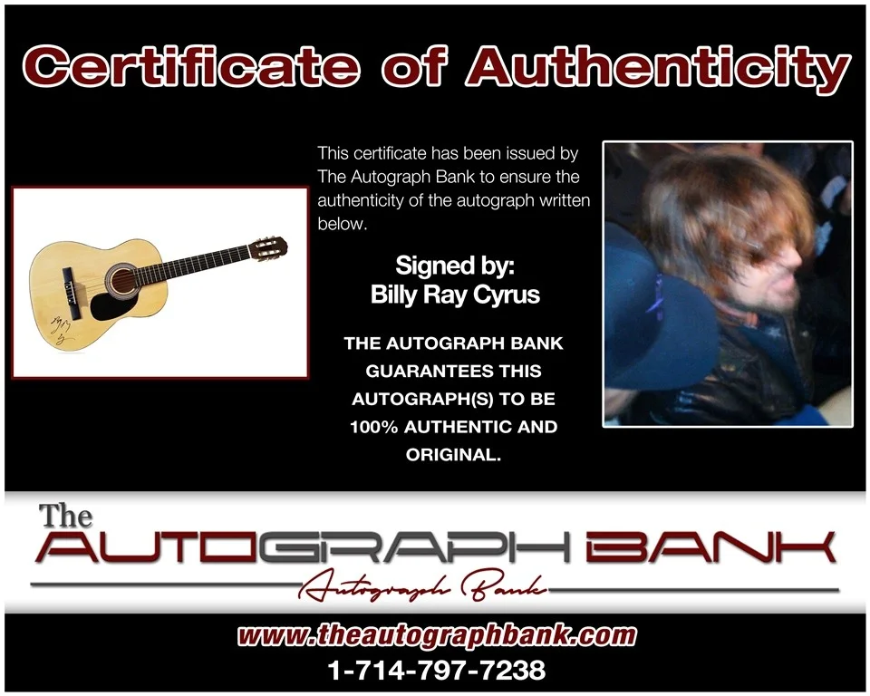 Billy Ray Cyrus — Billy Ray Cyrus authentic signed acoustic guitar W/Certificate Autographed 218-a, image 2