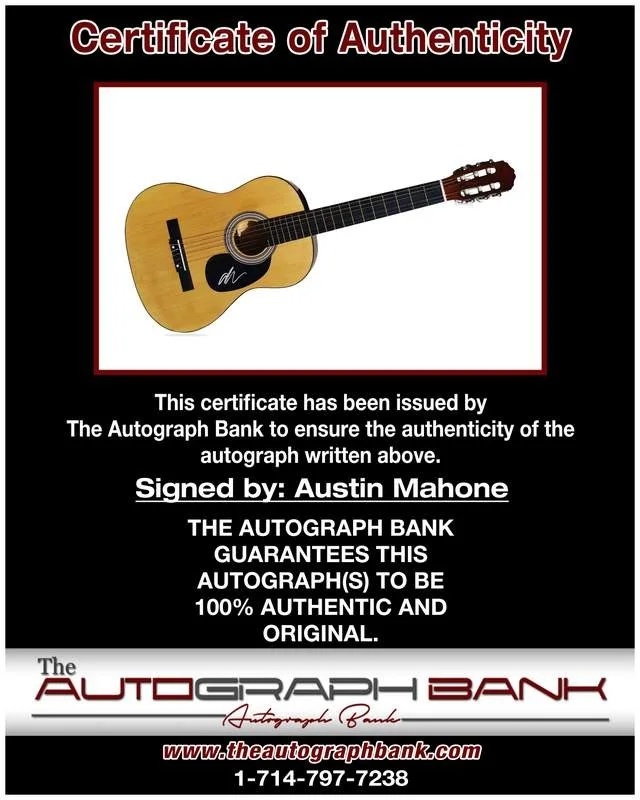 Austin Mahone — Austin Mahone authentic signed rock acoustic guitar W/Cert Autographed A0001, изображение 2