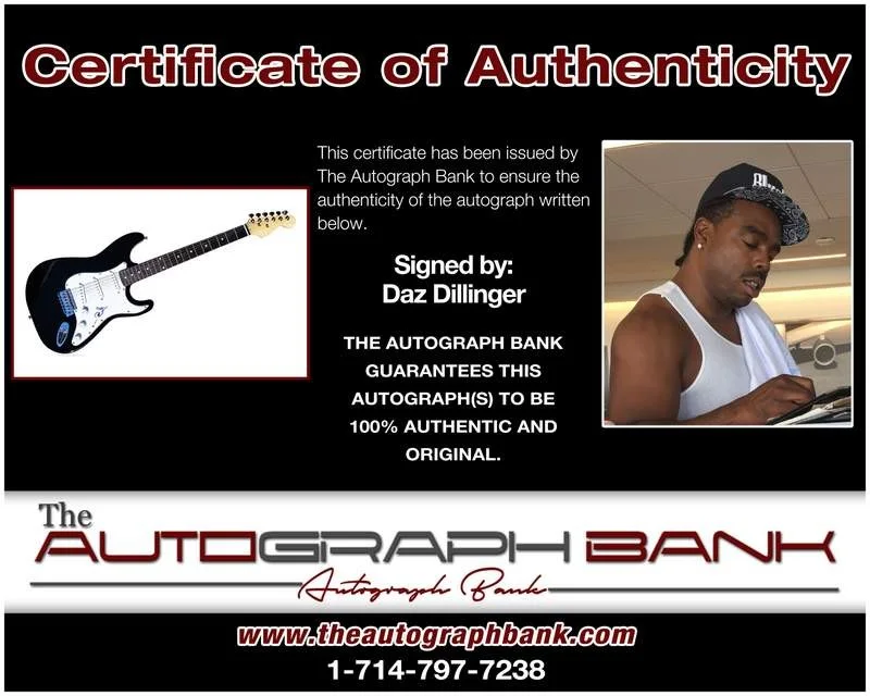 Daz Dillinger — Daz Dillinger authentic signed rap electric guitar W/Cert Autographed A0002, image 2