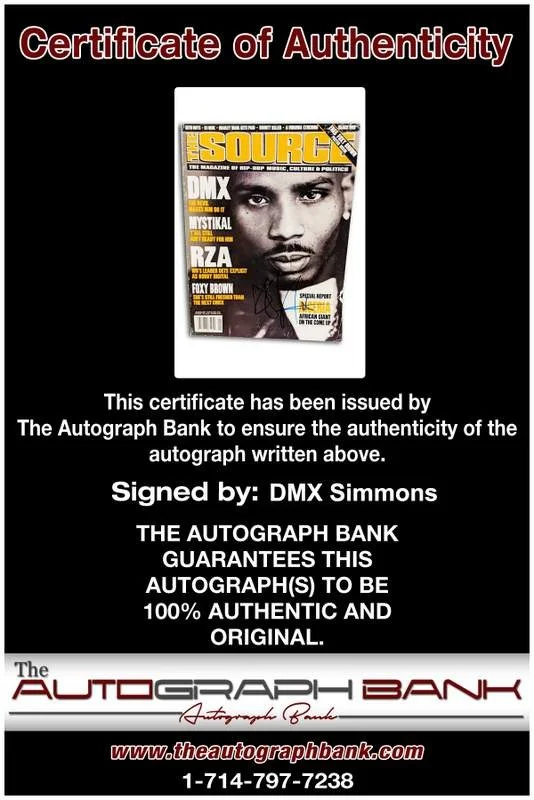 Dmx — Dmx Earl Simmons signed The Source Magazine W/Cert Autographed (Authenticated), image 2