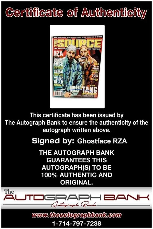 Ghostface Killah, Rza — Wu Tang Clan Ghostface Killah Rza signed Source Magazine W/Cert Autographed, image 2