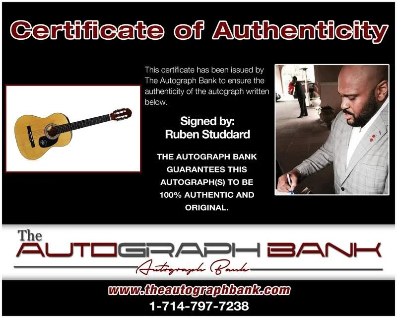 Ruben Studdard — Ruben Studdard authentic signed rap acoustic guitar W/Cert Autographed A0014, image 2