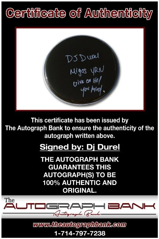Dureal — Dureal authentic signed RAPPER Drumhead W/Certificate Autographed (a1), image 2