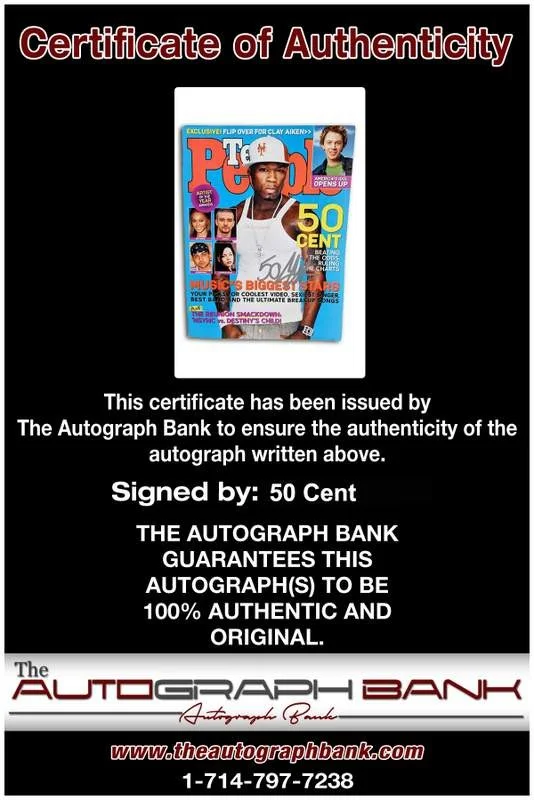50 Cent — G-Unit 50 Cent signed rap Teen People Magazine W/Certificate Autographed, изображение 2