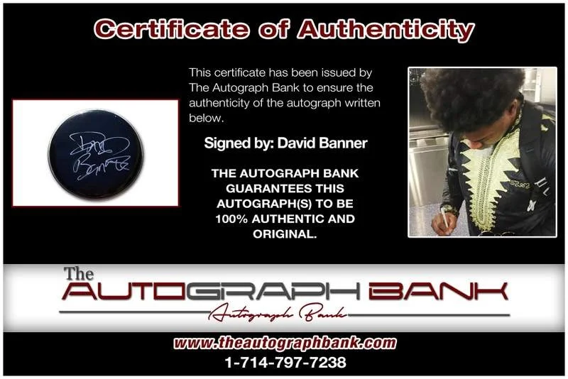 David Banner — David Banner authentic signed rap drumhead W/Certificate Autographed (A0013), image 2