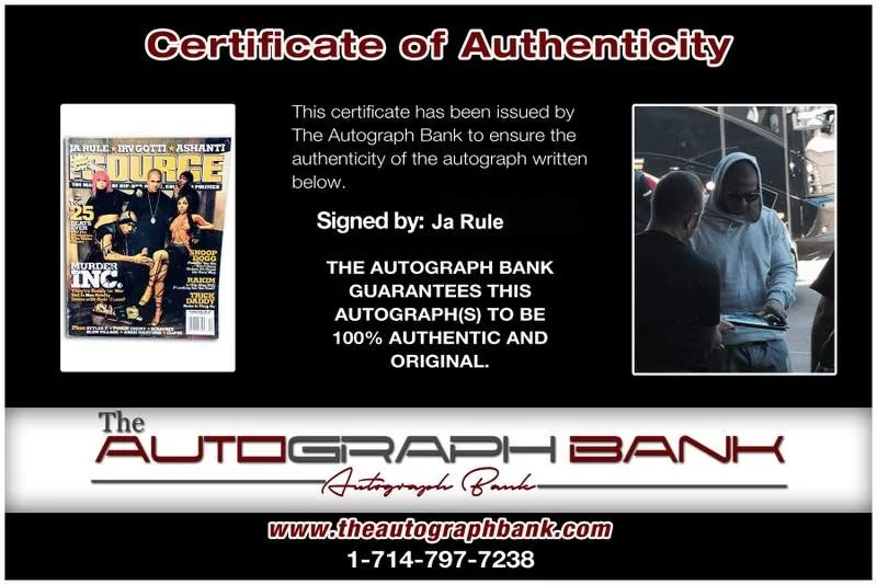 Ja Rule — Murder INC Legend Ja Rule signed The Source Magazine Autographed (Authenticated), image 2