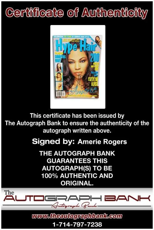 Amerie Rogers — Amerie Rogers signed rap Hype Hair Magazine W/Certificate Autographed (A0010), image 2