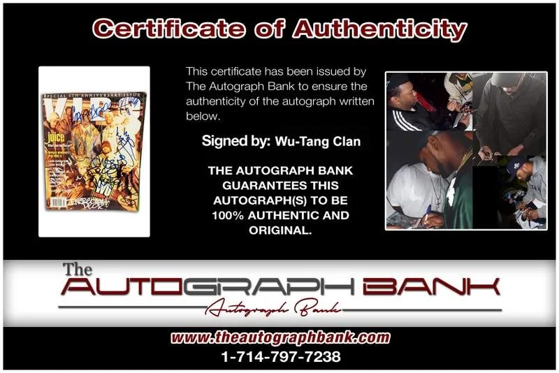 Wu-Tang Clan — Wu-Tang Clan signed Vibe Magazine RZA GZA Ghost Method Man Raekwon INS Deck Cap, image 2