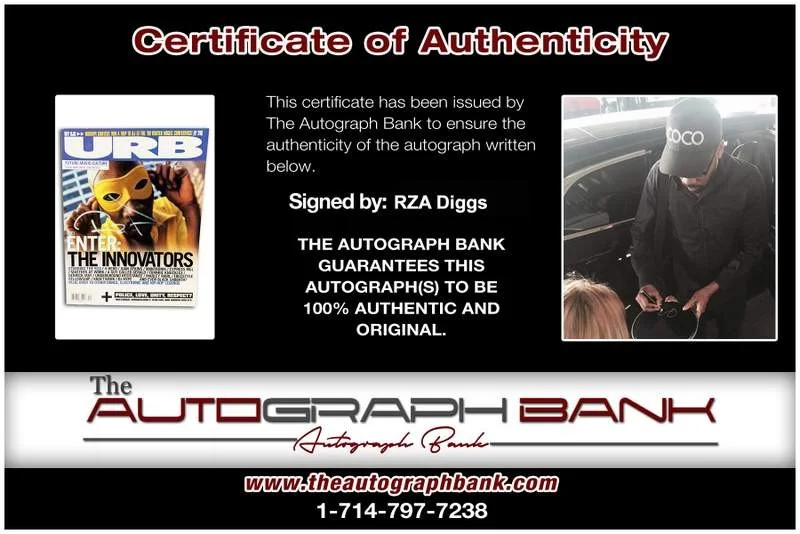 Rza Diggs — Wu Tang Clan Rza Diggs signed URB Magazine W/Cert Autographed (Authenticated), изображение 2