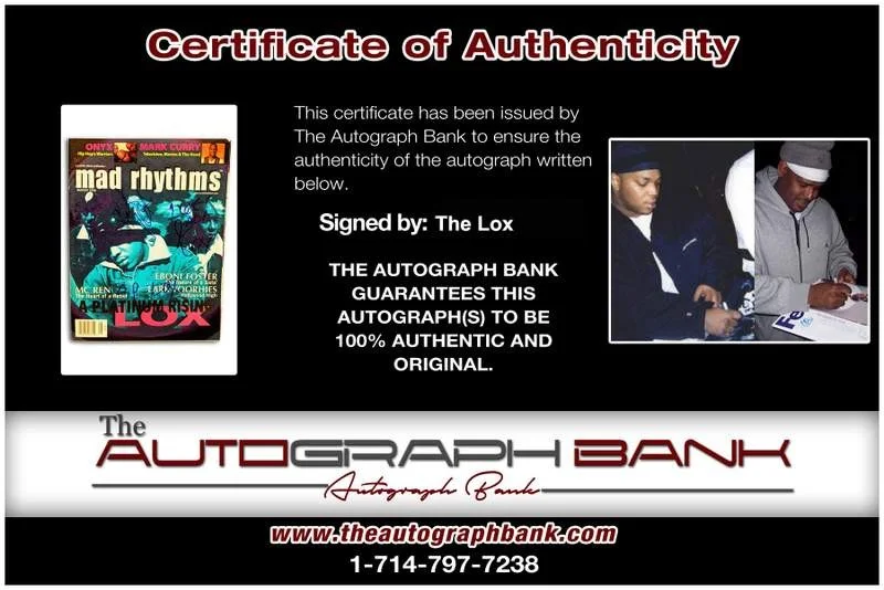 The Lox — The Lox signed Mad Rhythms Magazine W/Certificate Jadakiss Styles P Sheek, image 2