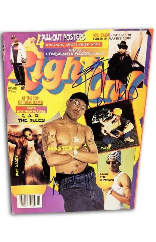 Master P & Ice Cube — Master P Ice Cube signed Right On Magazine W/Cert Autograph (Authenticated)