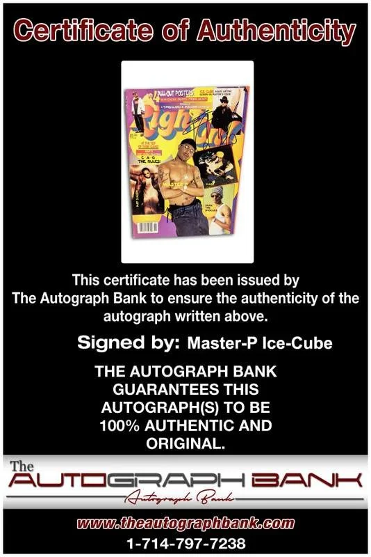 Master P, Ice Cube — Master P Ice Cube signed Right On Magazine W/Cert Autograph (Authenticated), image 2