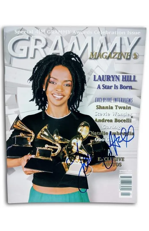 Lauryn Hill — The Fugees Lauryn Hill signed rap Grammy Magazine W/Certificate Autographed