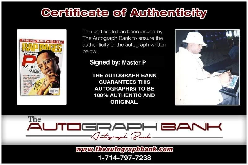 Master P — No Limit Records Master P signed Rap Pages Magazine W/Certificate Autographed, image 2