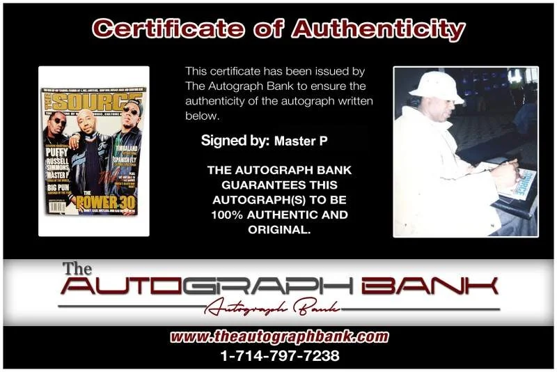 Master P — Master P authentic signed The Source Vintage Magazine W/Certificate Autographed, image 2