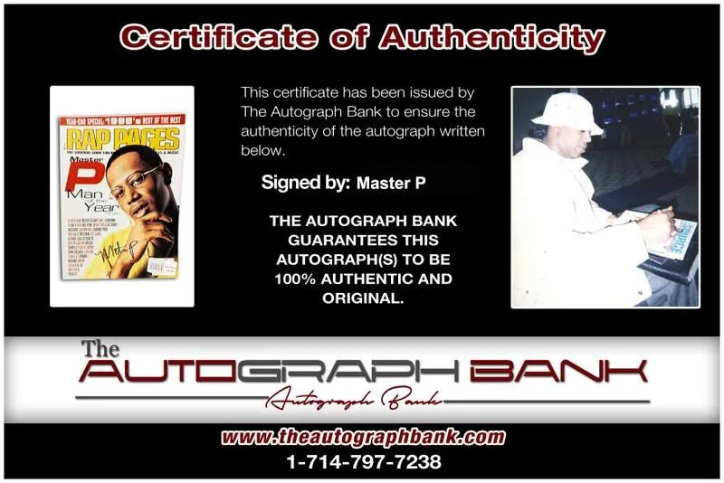Master P — No Limit TRU 504 Boyz Master P signed Rap Pages Magazine W/Certificate Autograph, изображение 2