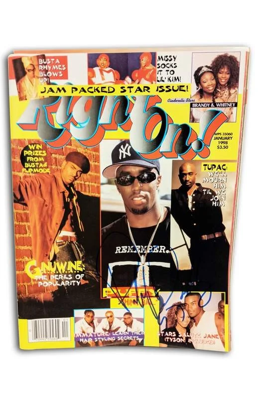 Puff Daddy — Bad Boy Records P Diddy Puff Daddy signed Right On Magazine W/Cert Autograph