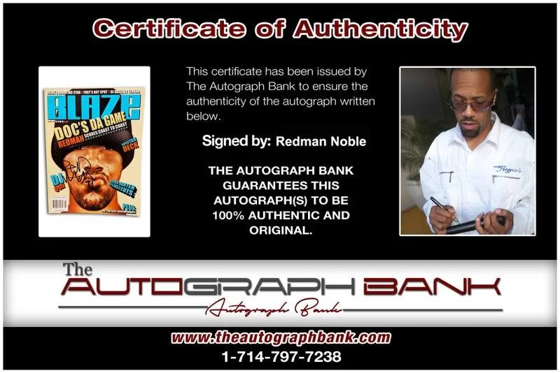 Redman — Wu Tang Clan Redman Noble signed Blaze Magazine W/Cert Autograph (Authenticated), изображение 2
