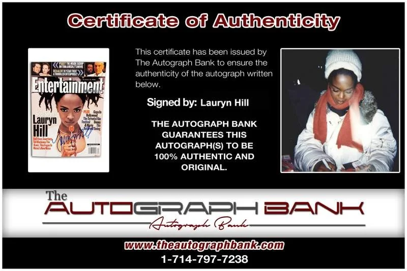 Lauryn Hill — Fugees Lauryn Hill signed Entertainment Weekly Magazine /Certificate Autographed, image 2