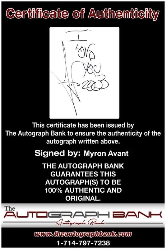 Myron Avant — Myron Avant authentic signed rap Notecard W/Certificate Autographed (A0021), image 2