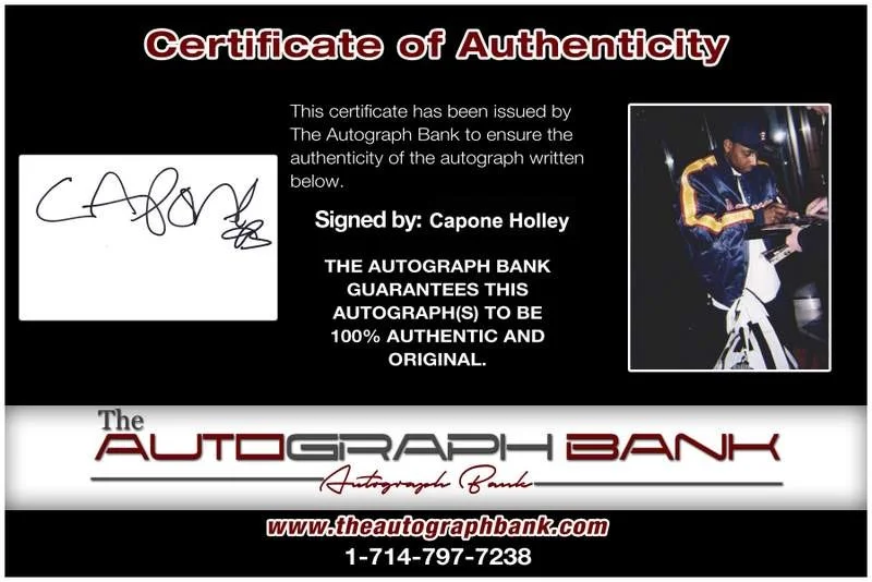 Capone — Capone Holley authentic signed rap Notecard W/Certificate Autographed A0009, image 2