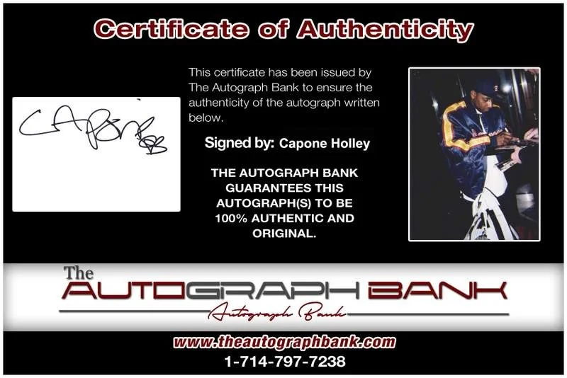 Capone — Capone Holley authentic signed rap Notecard W/Certificate Autographed A0010, image 2