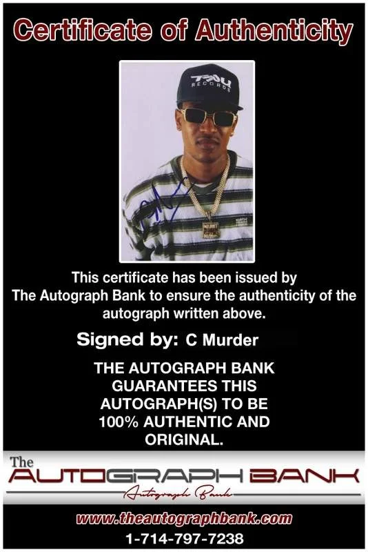 C Murder — No Limit Records TRU C Murder signed rap 4x6 photo W/Certificate Autographed A1, изображение 2
