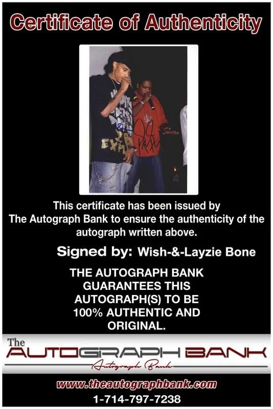 Wish, Layzie Bone — Wish Layzie Bone Thugs N Harmony signed rap 8x10 photo W/Cert Autograph A1220, изображение 2