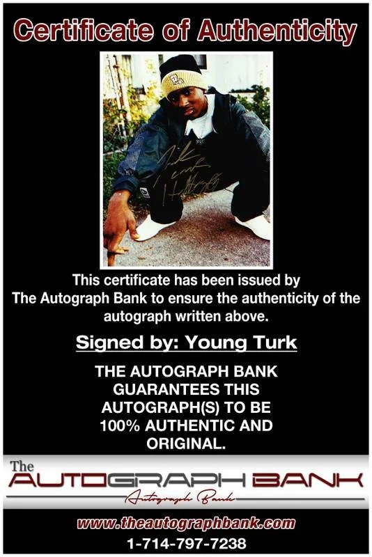Young Turk — Turk authentic signed rap 8x10 photo W/Certificate Autographed (A00275), image 2