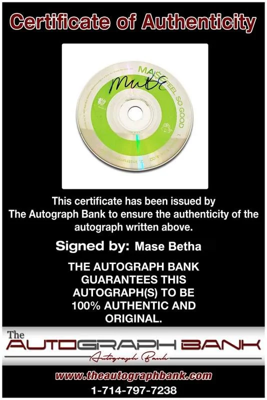 Mase Betha — Bay Boy Records Mase Betha signed Feel So Good CD W/Certificate Autograph, image 2