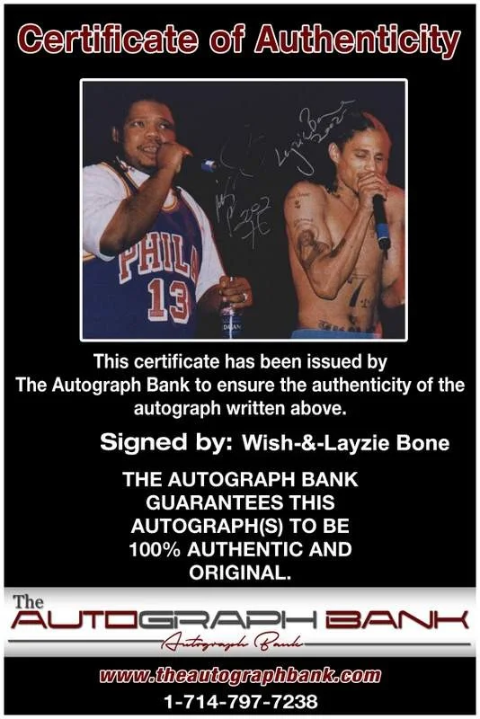 Wish, Layzie Bone — Wish Layzie Bone Thugs N Harmony signed 8x10 photo W/Certificate Autograph 1221, изображение 2