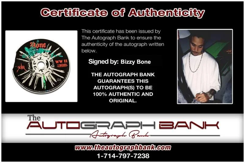 Bizzy Bone — Bizzy Bone authentic signed The Art of War CD (Damaged) W/Certificate Autograph, image 2