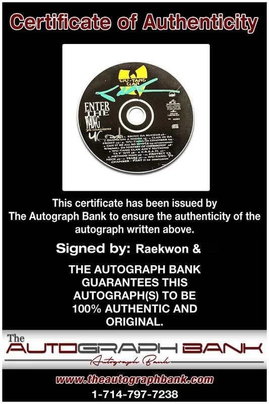 Raekwon, U-God — Raekwon & U-God signed 36 Chambers CD W/Certificate Autographed (Authenticated), image 2