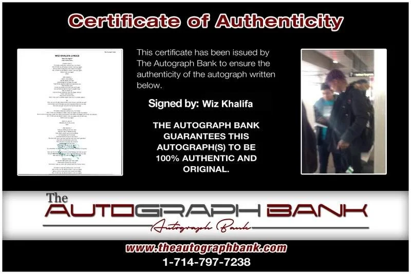 Wiz Khalifa — Wiz Khalifa authentic signed rap 8x10 photo W/Certificate Autographed (A1256), image 2