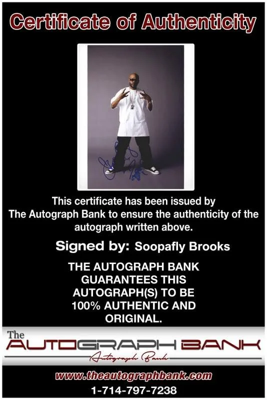 Soopafly Brooks — Soopafly Brooks authentic signed rap 8x10 photo W/Certificate Autographed A1128, image 2